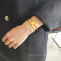 Shangjie OEM Cold wind simple bracelet Brass real gold bangles and bracelets 2021 gold bangle bracelet